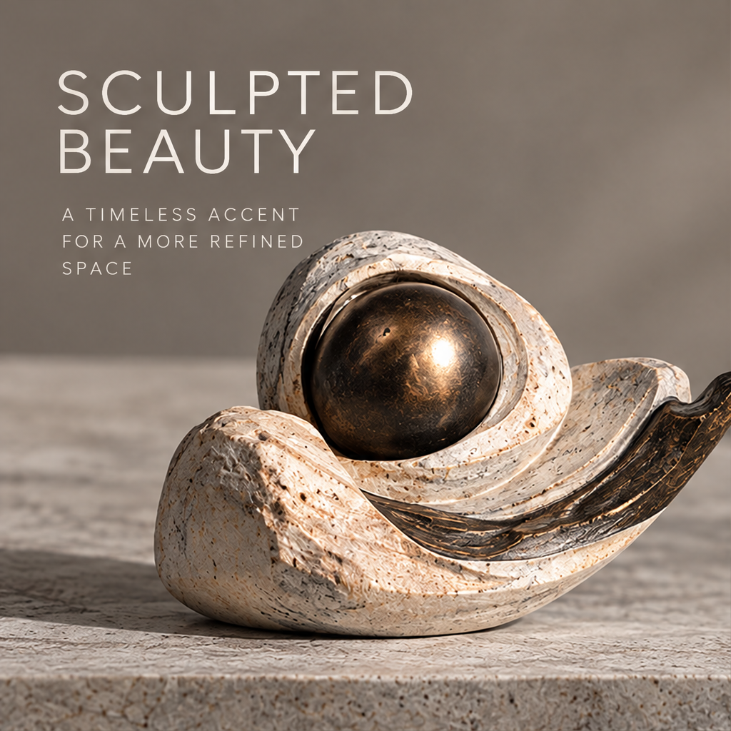Layered Waves and Orb Decorative Sculpture
