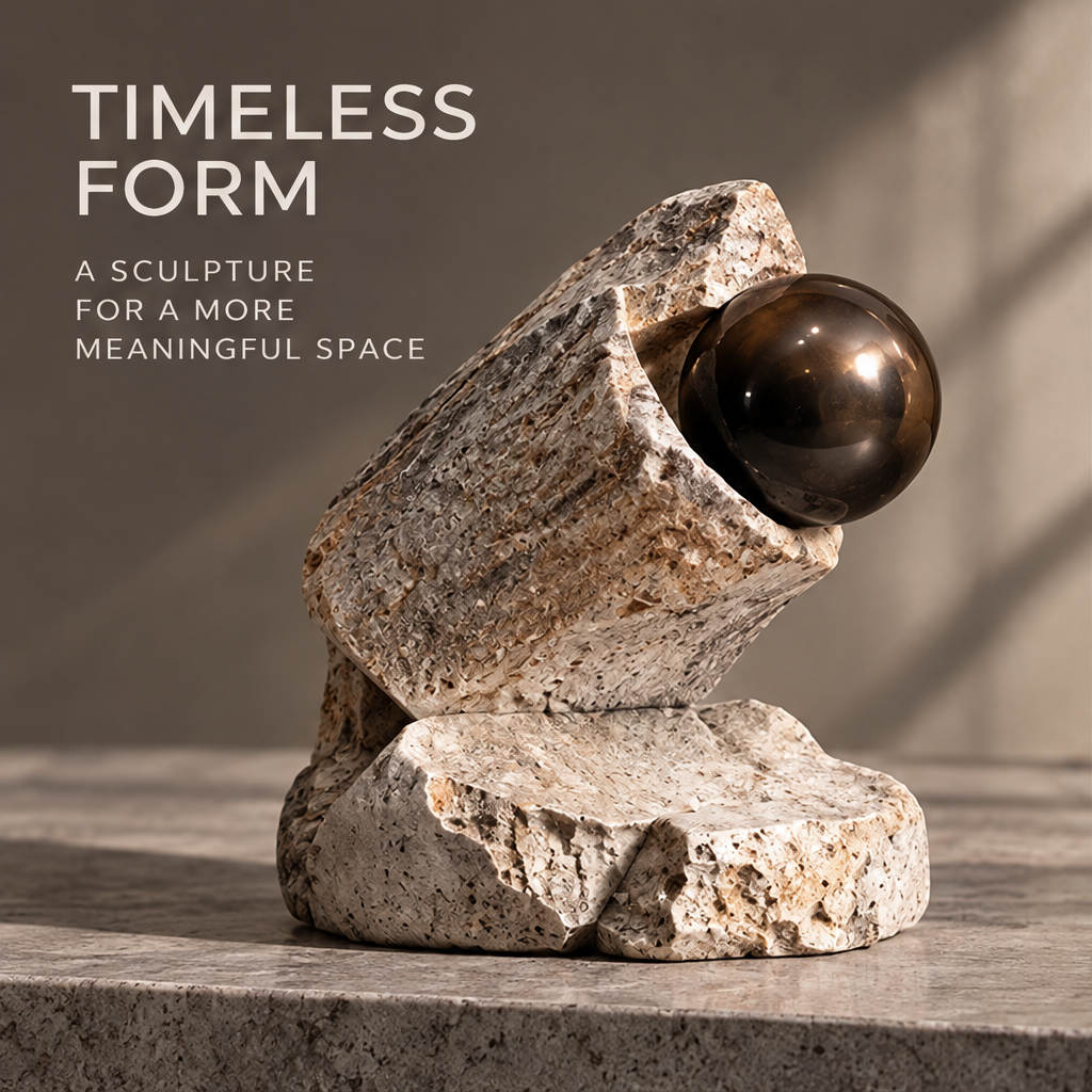 Angled Cradle and Orb Decorative Sculpture