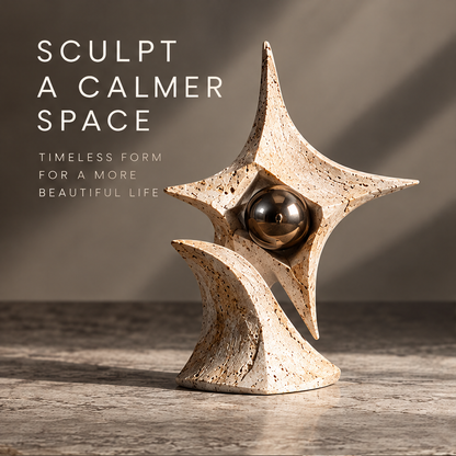 Four Point Star and Orb Abstract Sculpture
