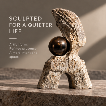Textured Arch and Orb Decorative Sculpture