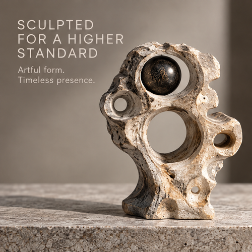 Abstract Circular Cutout and Orb Sculpture