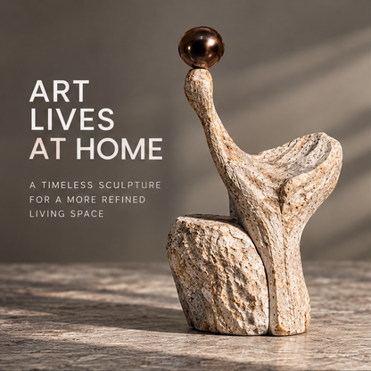 Rising Organic Form and Orb Home Sculpture