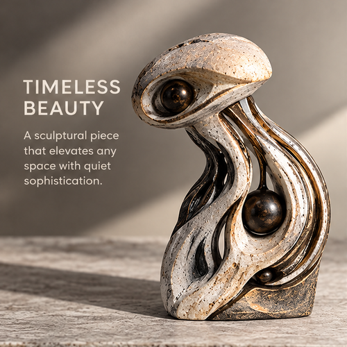 Abstract Flowing Curves and Orbs Sculpture