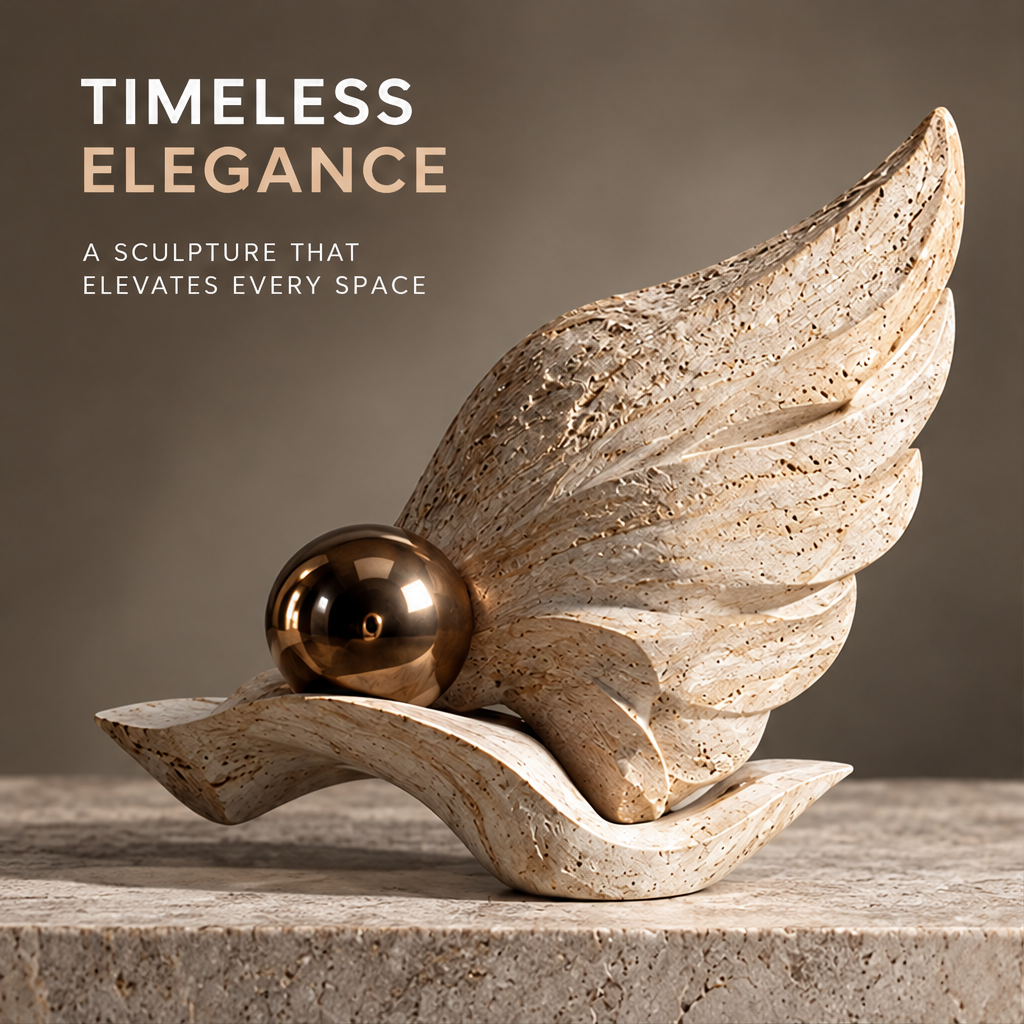 Sculpted Wing and Orb Decorative Sculpture