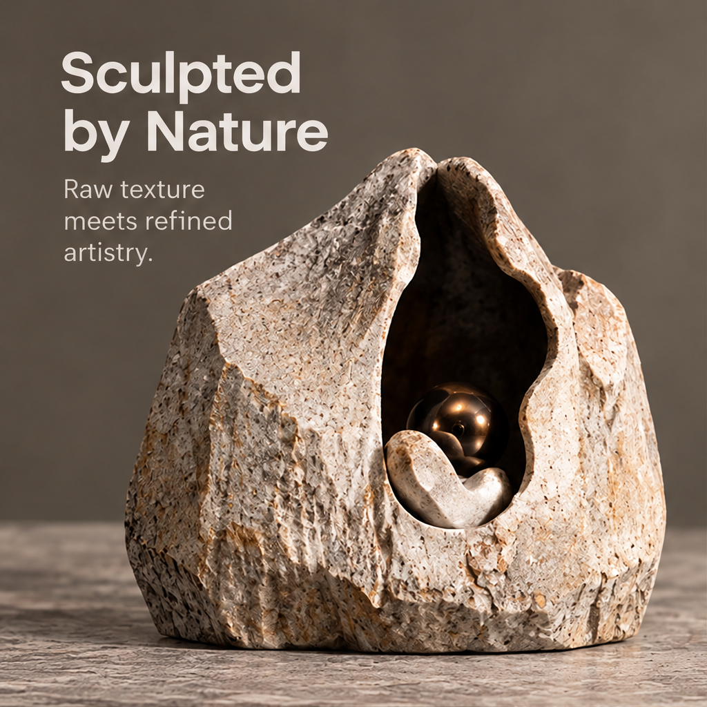 Rugged Grotto and Orb Decorative Sculpture