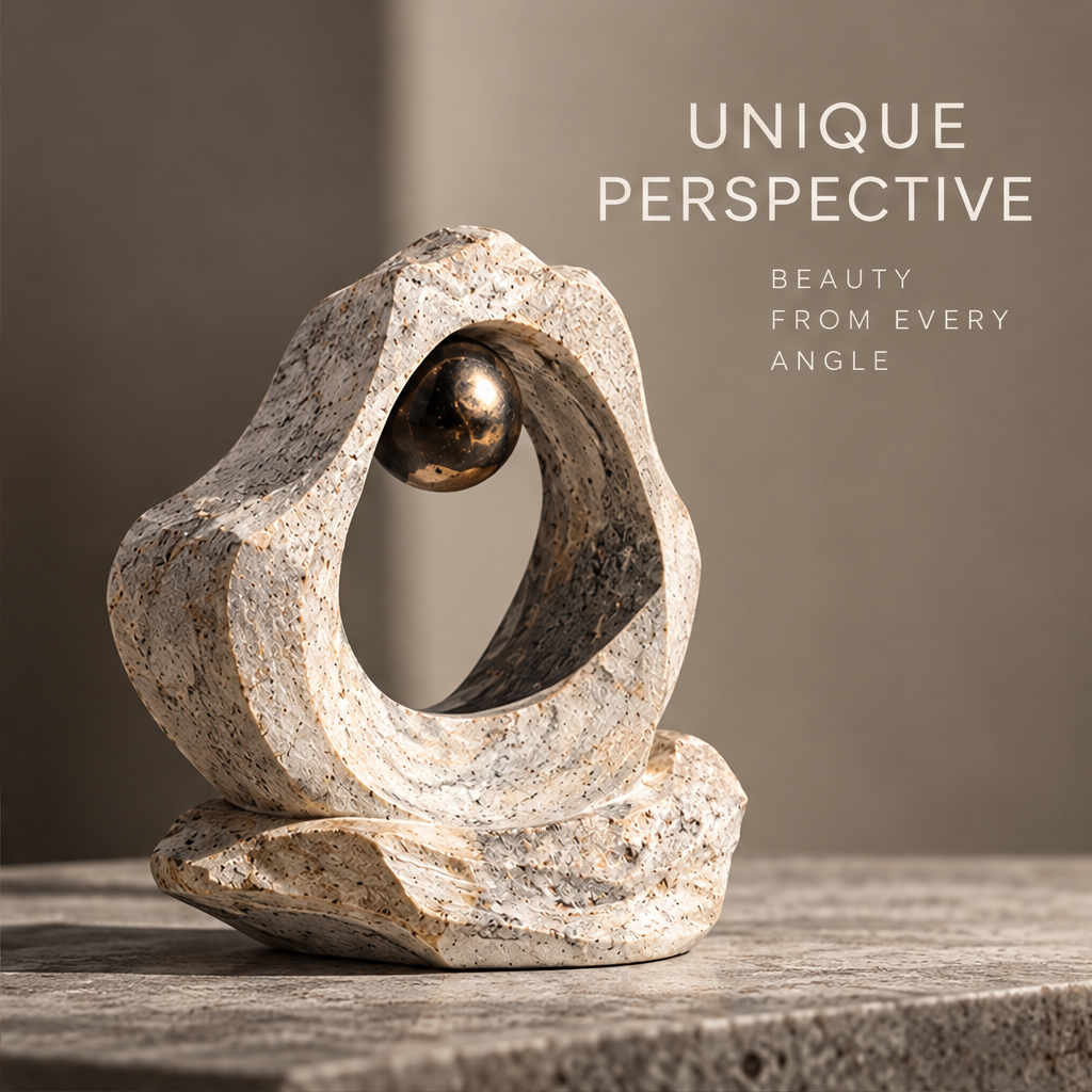 Organic Ring with Orb Decorative Sculpture