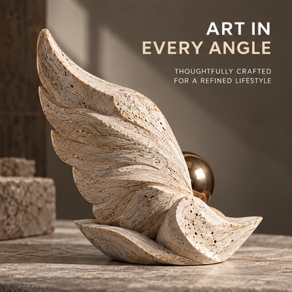 Sculpted Wing and Orb Decorative Sculpture