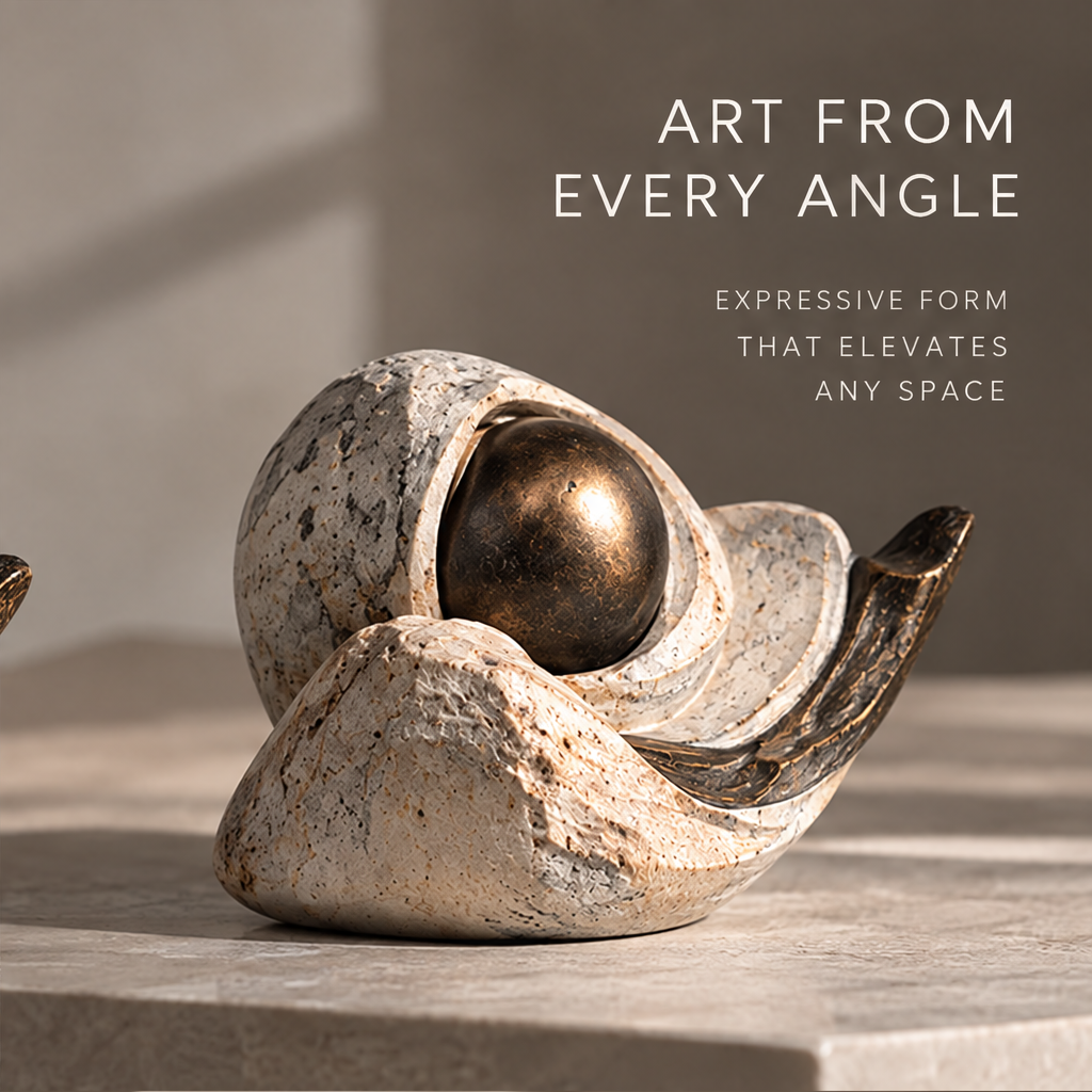 Layered Waves and Orb Decorative Sculpture