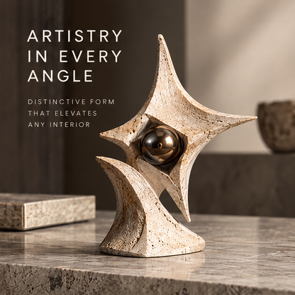 Four Point Star and Orb Abstract Sculpture