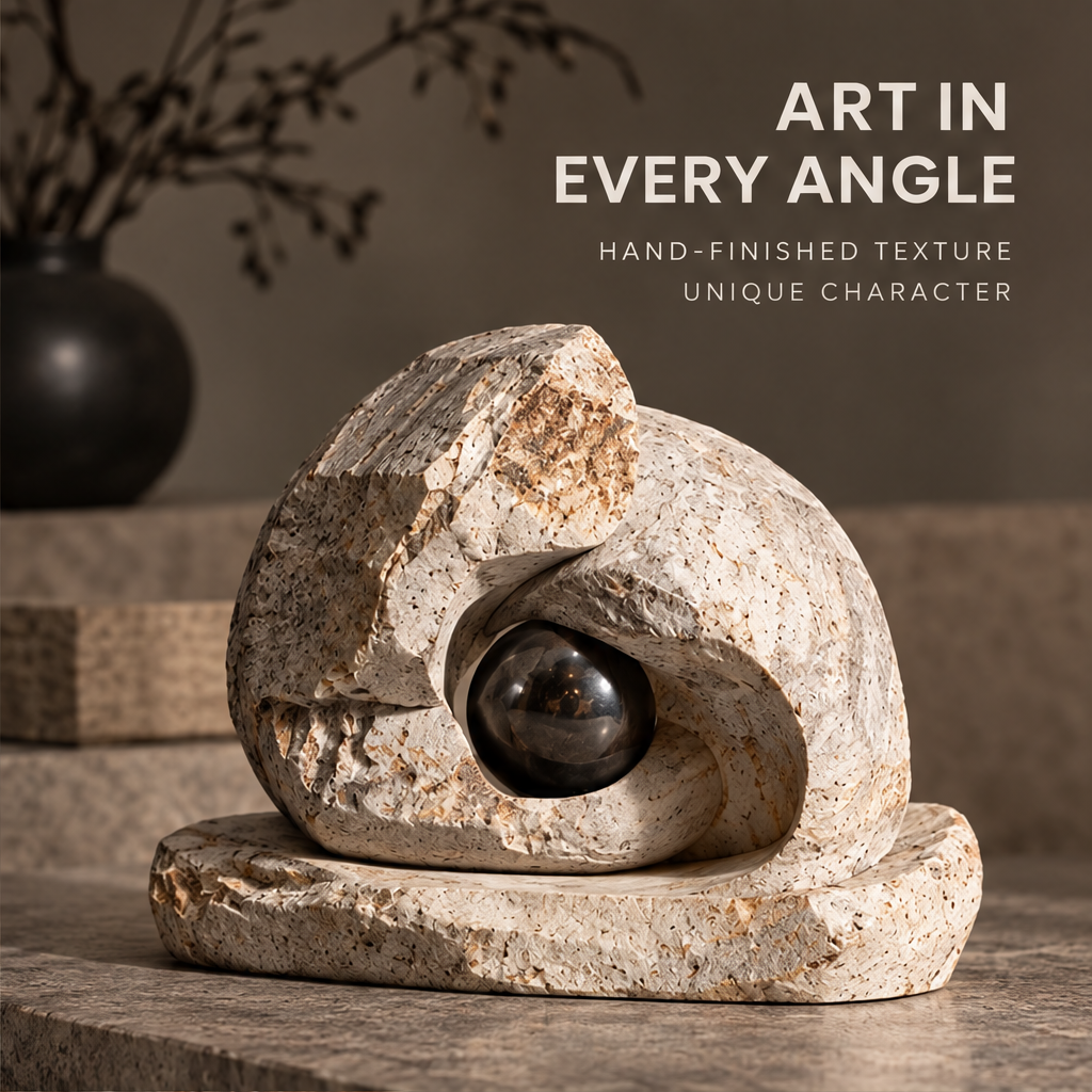 Interwoven Curves with Orb Decor Sculpture