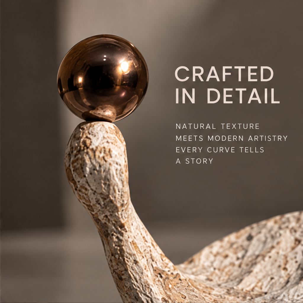 Rising Organic Form and Orb Home Sculpture