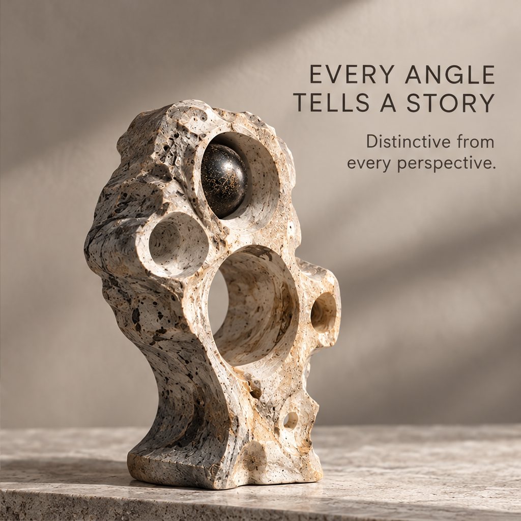 Abstract Circular Cutout and Orb Sculpture