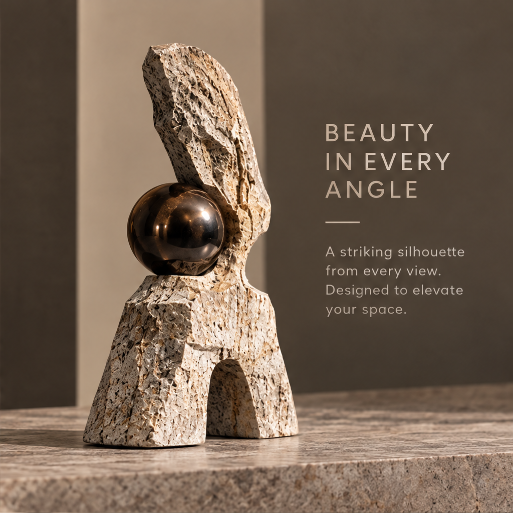 Textured Arch and Orb Decorative Sculpture