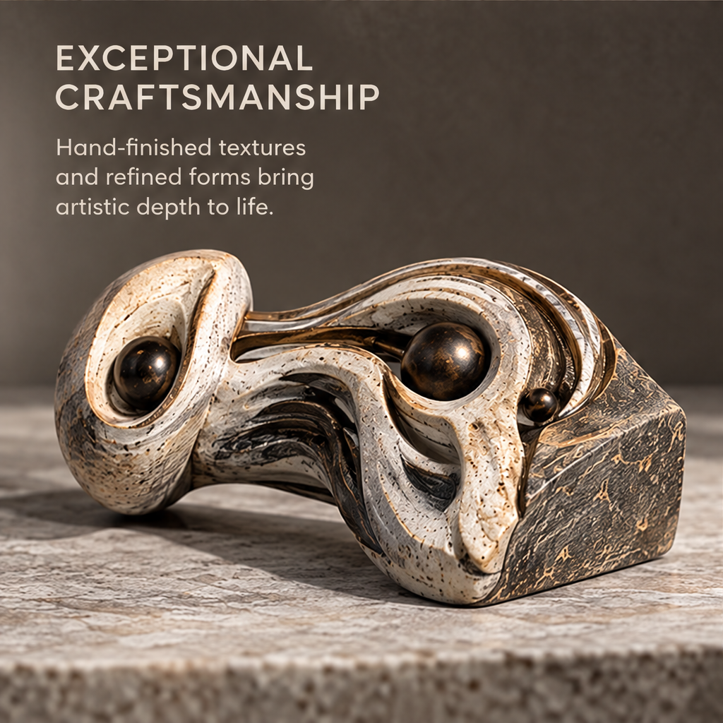 Abstract Flowing Curves and Orbs Sculpture