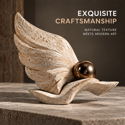 Sculpted Wing and Orb Decorative Sculpture