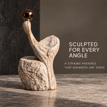 Rising Organic Form and Orb Home Sculpture