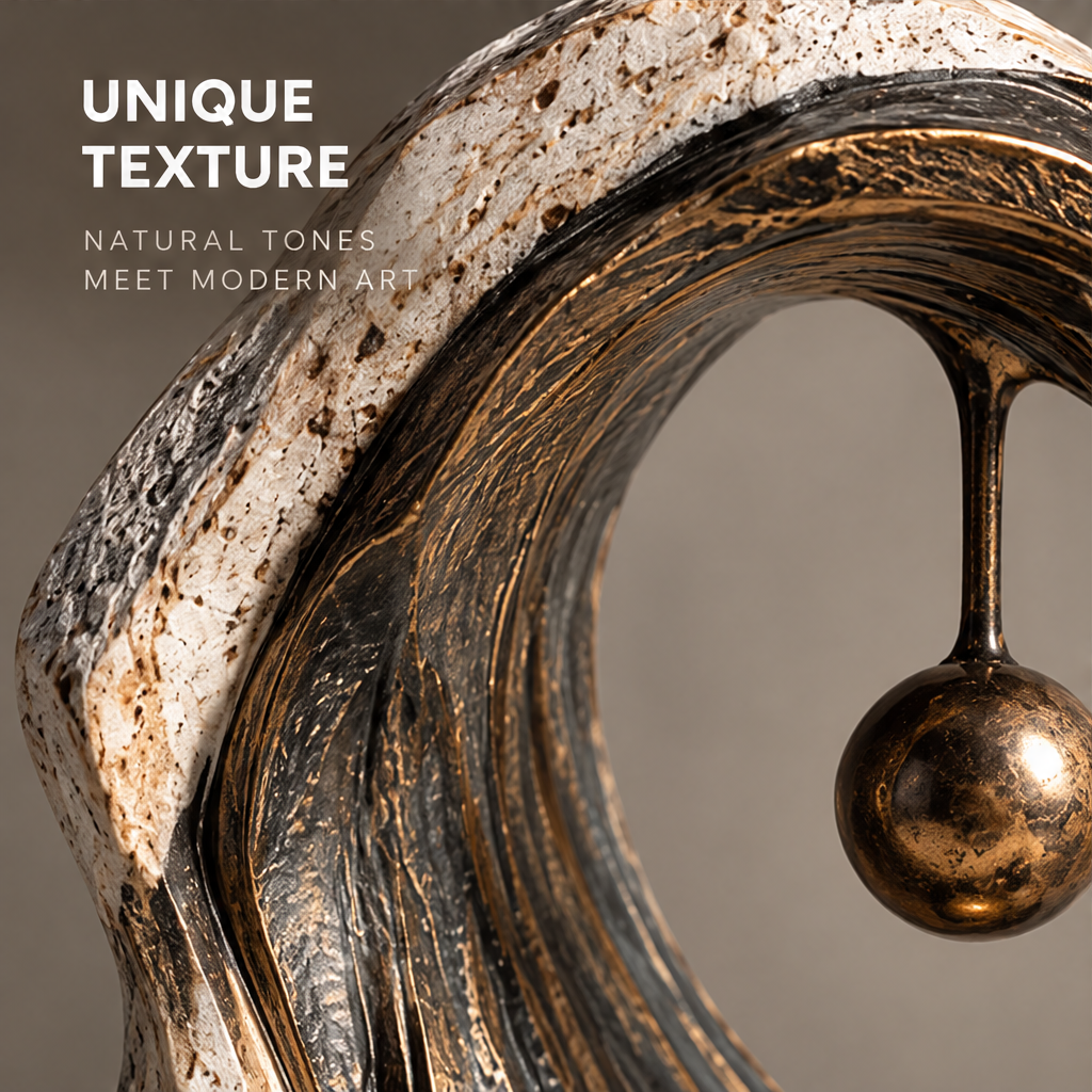 Cresting Wave Sculpture with Suspended Orb
