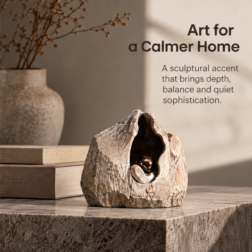 Rugged Grotto and Orb Decorative Sculpture