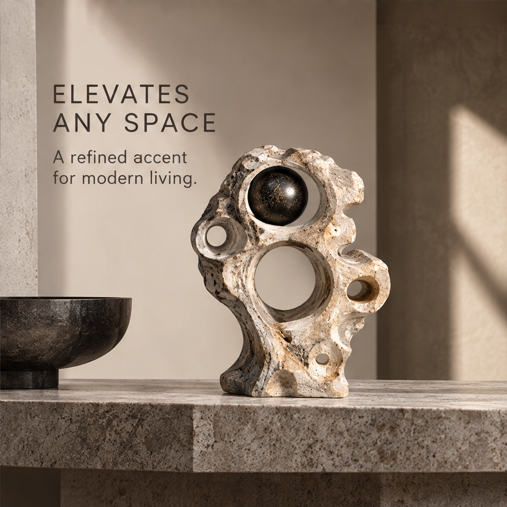 Abstract Circular Cutout and Orb Sculpture
