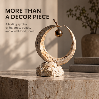 Open Crescent Ring with Hanging Orb Statue