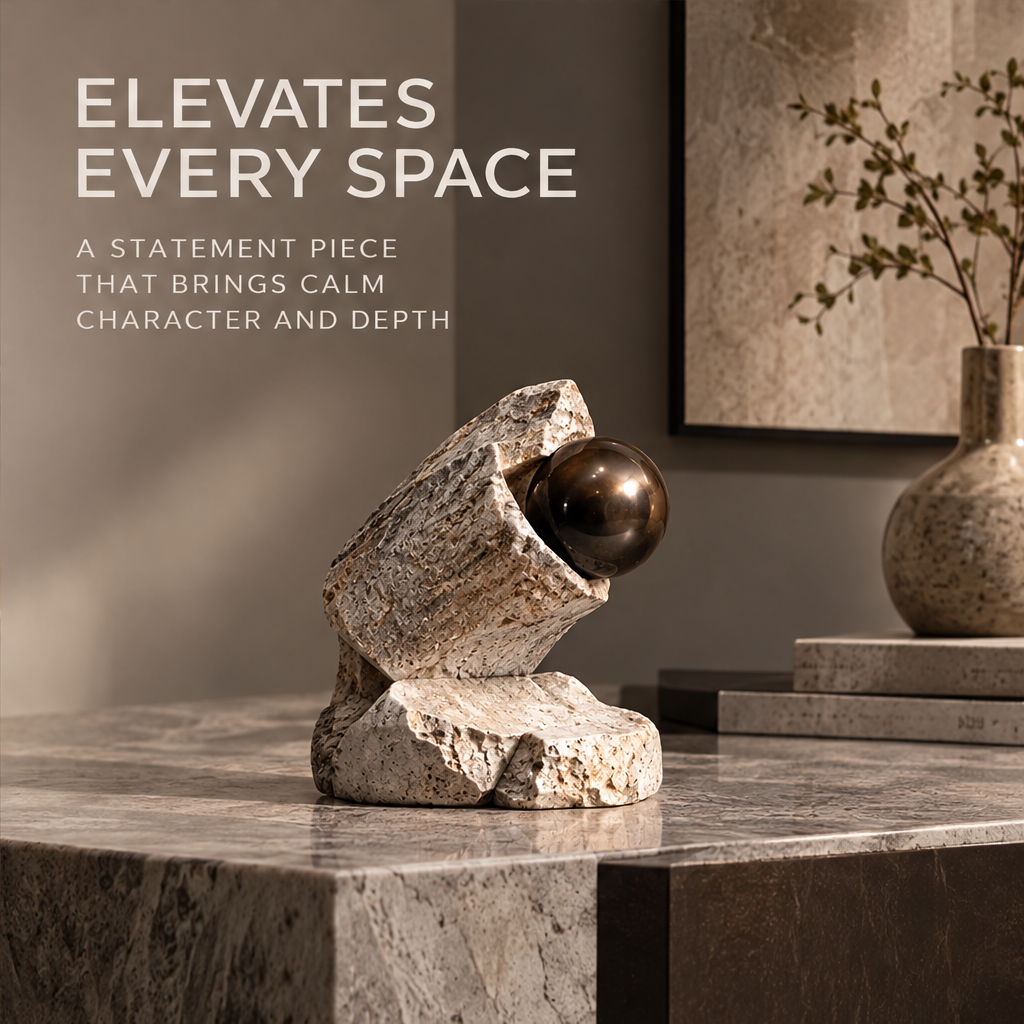 Angled Cradle and Orb Decorative Sculpture