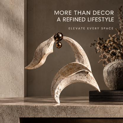 Sweeping Leaf and Twin Orb Decor Sculpture