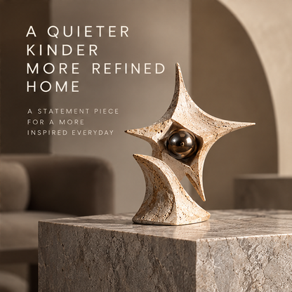 Four Point Star and Orb Abstract Sculpture