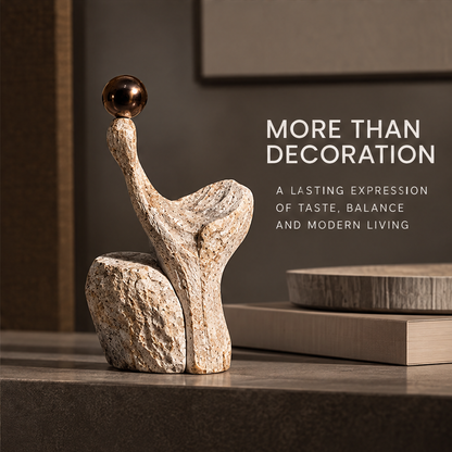 Rising Organic Form and Orb Home Sculpture